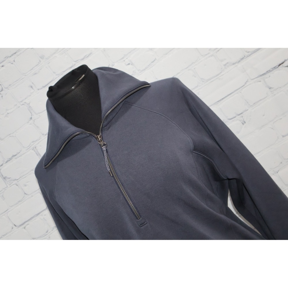 Spanx AirEssentials 1/2 Zip Pullover Women Medium Blue Mock Neck Long Sleeve
